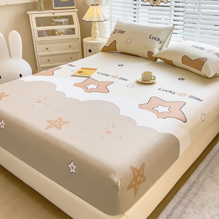 91家纺网 家纺一手货源 找家纺 芃成 2024新款老粗布床笠款 总1 灿烂星空-咖