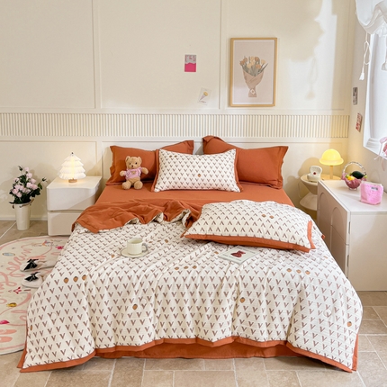 91家纺网 家纺一手货源 找家纺 （总）2024新款泡泡棉小缺角工艺夏被四件套