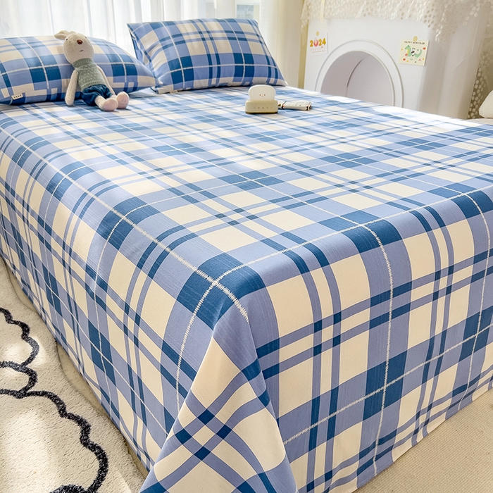 91家纺网 家纺一手货源 找家纺 芃成家纺 2024新款老粗布床单款 简约格调-蓝