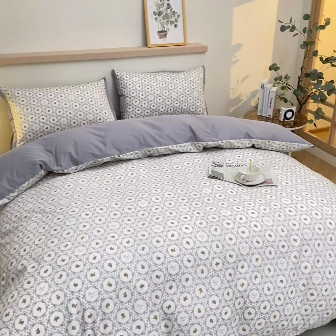 91家纺网 家纺一手货源 找家纺 优姿家纺 新款纯棉长绒棉小清新ins风印花四件套-系列二 莉娅