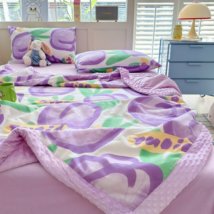 91家纺网 家纺一手货源 找家纺 花伞家居 2024新款全棉豆豆绒大豆夏被春秋被 夏被-浓情郁金香