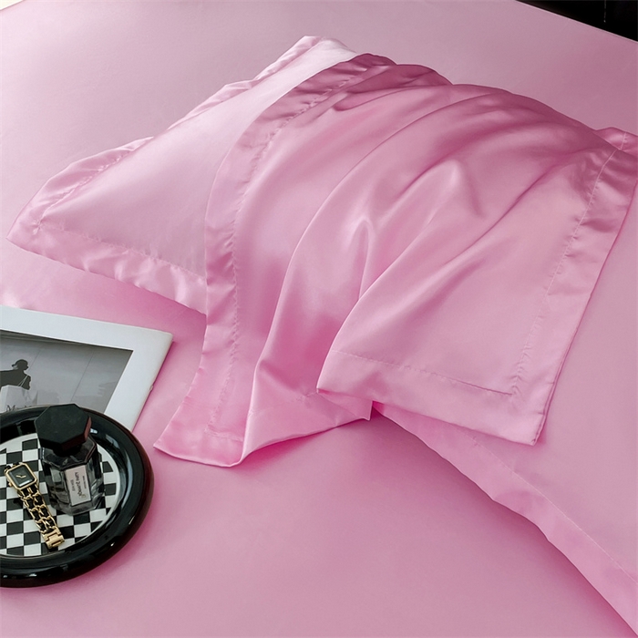 91家纺网 家纺一手货源 找家纺 梦舒羽 2025新款夏季可水洗冰丝四件套单品系列-冰丝枕套 粉色