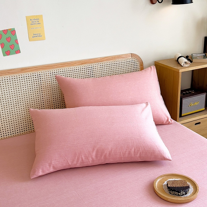 91家纺网 家纺一手货源 找家纺 芃成家纺 2024新款老粗布床单款 粉玉