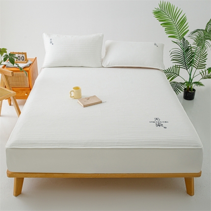 91家纺网 家纺一手货源 找家纺 （总）恒尚居 2024新款无染水洗棉原棉大豆夹棉床笠-四季款