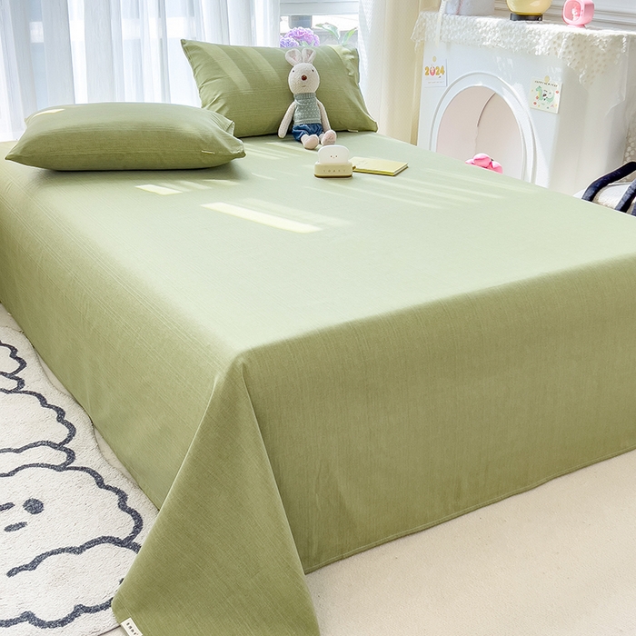 91家纺网 家纺一手货源 找家纺 芃成家纺 2024新款老粗布床单款 总2 牛油果绿