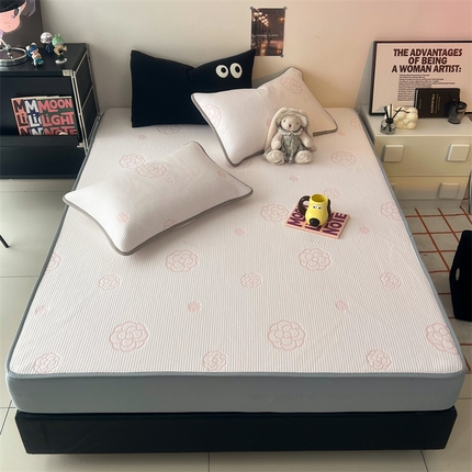 HL原创 2024新款PE聚乙稀纤维-冰魔豆凉席 山茶花-粉（平铺款）