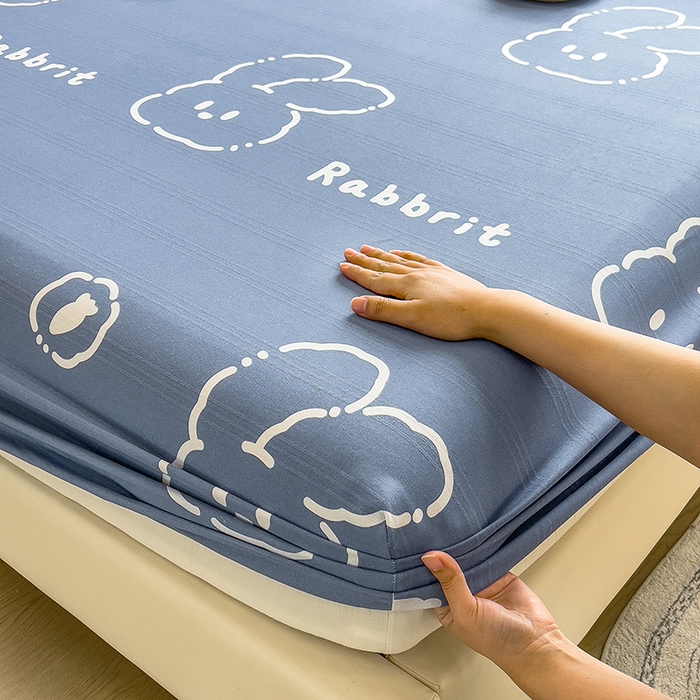 91家纺网 家纺一手货源 找家纺 芃成 2024新款老粗布床笠款 总1 乖萌兔