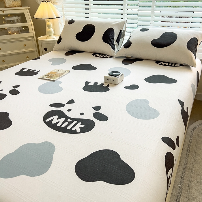 91家纺网 家纺一手货源 找家纺 芃成 2024新款老粗布床笠款 总1 快乐奶牛