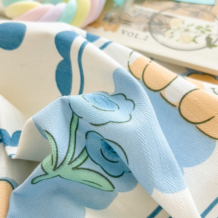 91家纺网 家纺一手货源 找家纺 芃成 2024新款老粗布床笠款 总2 小熊乐园-蓝