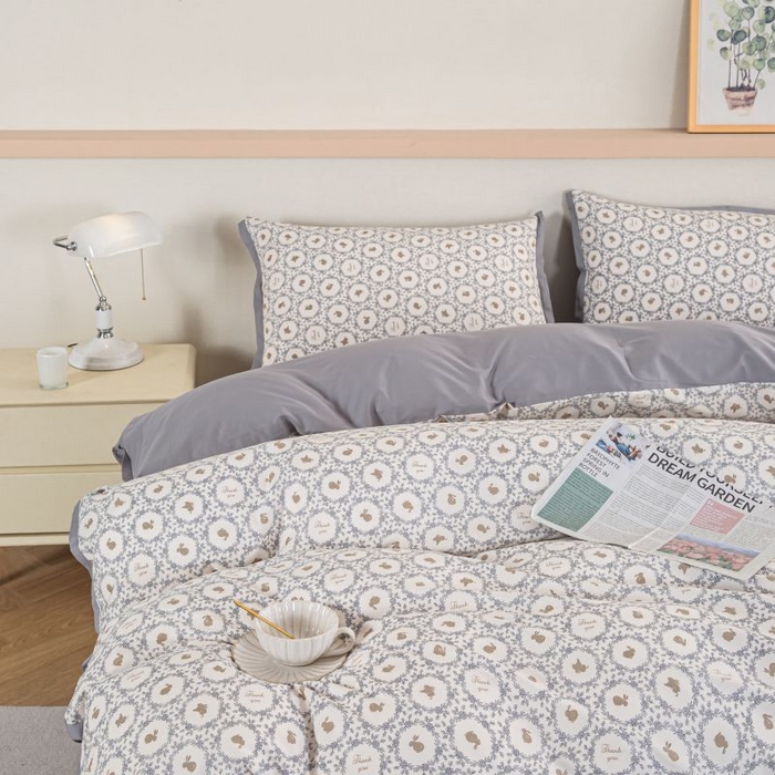 91家纺网 家纺一手货源 找家纺 优姿家纺 新款纯棉长绒棉小清新ins风印花四件套-系列二 莉娅