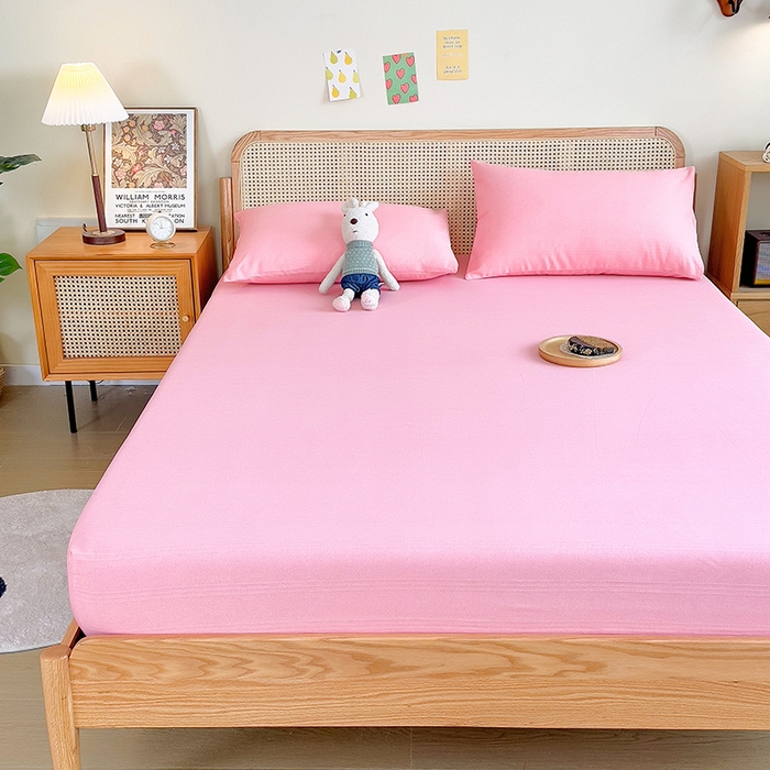 91家纺网 家纺一手货源 找家纺 芃成 2024新款老粗布床笠款 总2 少女粉