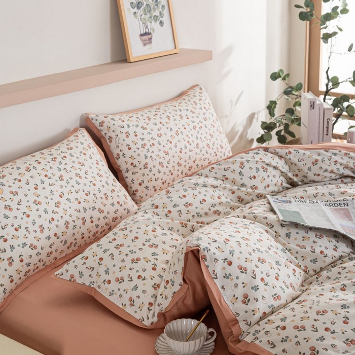 91家纺网 家纺一手货源 找家纺 优姿家纺 新款纯棉长绒棉小清新ins风印花四件套-系列二 花朝月夕