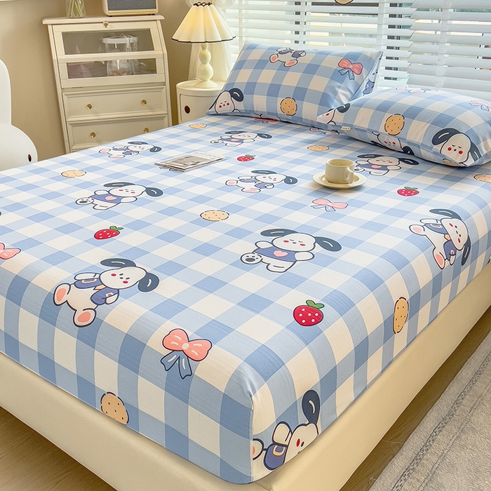 91家纺网 家纺一手货源 找家纺 芃成 2024新款老粗布床笠款 总1 布丁狗