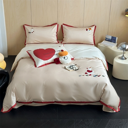 91家纺网 家纺一手货源 找家纺 （总）名品优仓 2024新款水洗棉毛巾绣卡通刺绣四件套