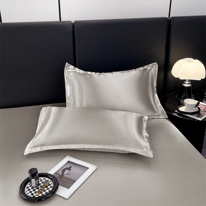 91家纺网 家纺一手货源 找家纺 梦舒羽 2025新款夏季可水洗冰丝四件套单品系列-冰丝枕套 典雅灰