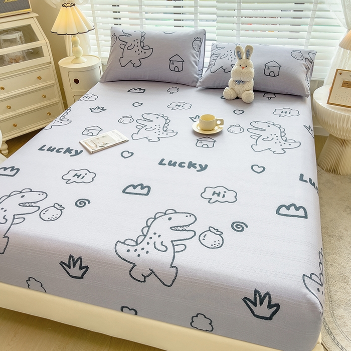 91家纺网 家纺一手货源 找家纺 芃成 2024新款老粗布床笠款 总1 恐龙卡卡