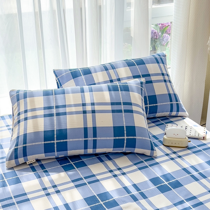 91家纺网 家纺一手货源 找家纺 芃成家纺 2024新款老粗布床单款 简约格调-蓝