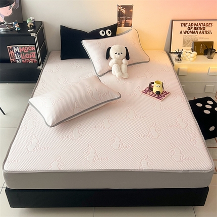 91家纺网 家纺一手货源 找家纺 HL原创 2024新款PE聚乙稀纤维-冰魔豆凉席 幸运兔-粉（平铺款）