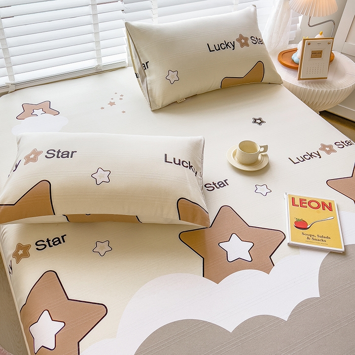 91家纺网 家纺一手货源 找家纺 芃成 2024新款老粗布床笠款 总1 灿烂星空-咖