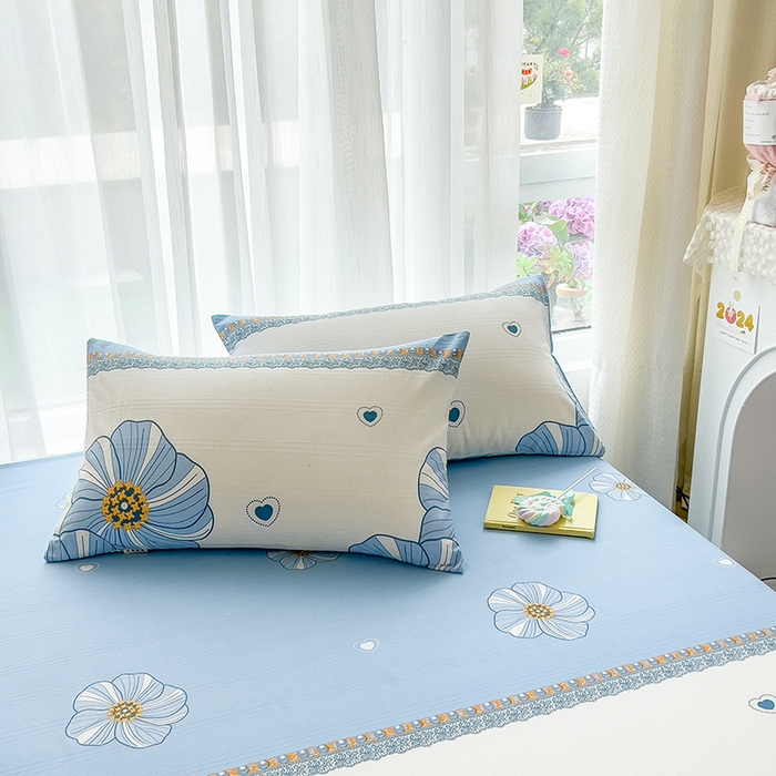 91家纺网 家纺一手货源 找家纺 芃成家纺 2024新款老粗布床单款 总2 清韵幽香-蓝