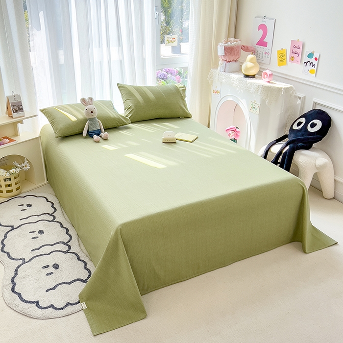 91家纺网 家纺一手货源 找家纺 芃成家纺 2024新款老粗布床单款 总2 牛油果绿