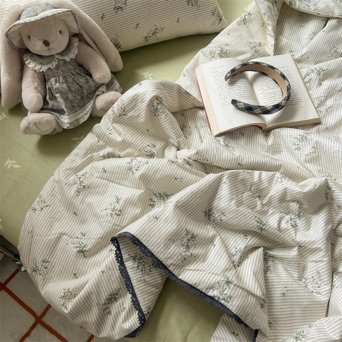 91家纺网 家纺一手货源 找家纺 HL原创 2024新款全棉法式大豆被夏被 XB-栀子花开