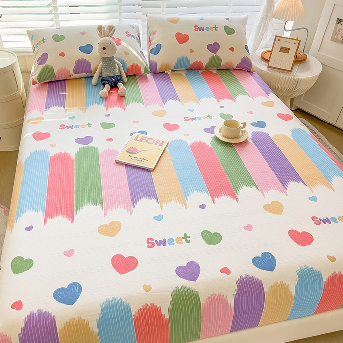 91家纺网 家纺一手货源 找家纺 芃成 2024新款老粗布床笠款 总1 快乐甜心