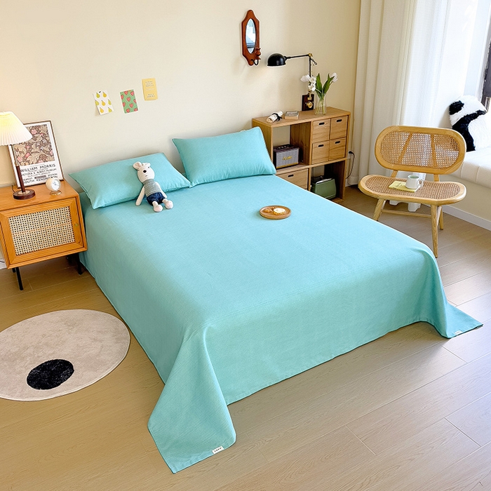 91家纺网 家纺一手货源 找家纺 芃成家纺 2024新款老粗布床单款 总2 水蓝