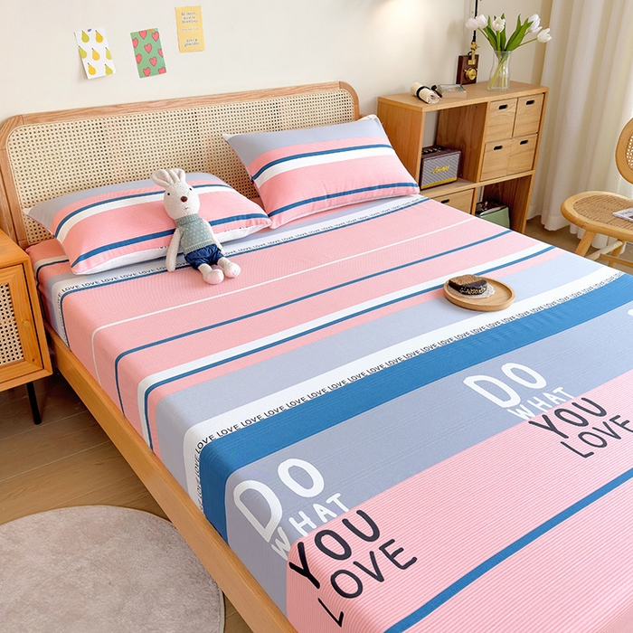 91家纺网 家纺一手货源 找家纺 芃成 2024新款老粗布床笠款 总1 爱丽丝 粉