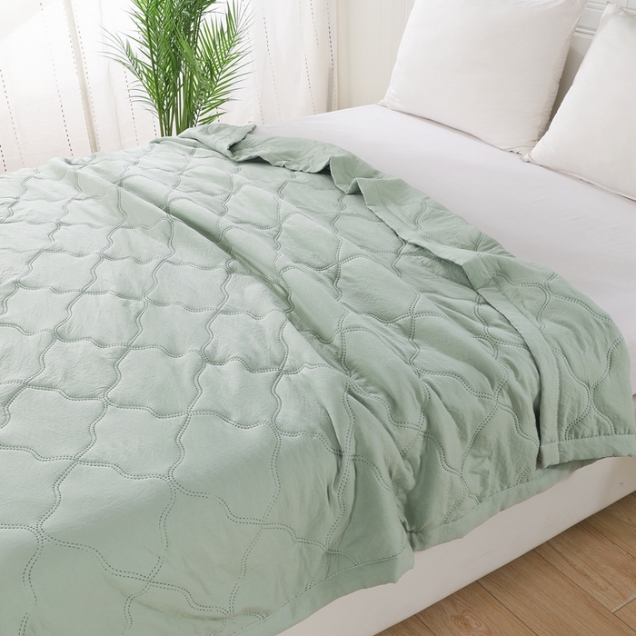 91家纺网 家纺一手货源 找家纺 水洗棉夏被夏凉被空调被超声波压花礼品直播供应链引流爆款 水洗棉-绿