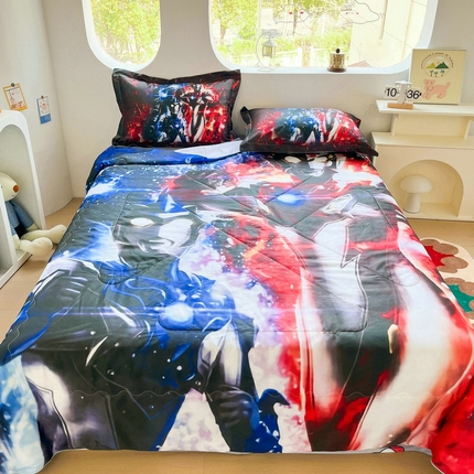 91家纺网 家纺一手货源 找家纺 （总）宝薇 2025新款数码印花卡通大版60支有氧水洗真丝夏被夏被      