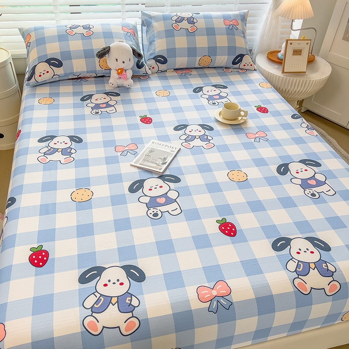 91家纺网 家纺一手货源 找家纺 芃成 2024新款老粗布床笠款 总1 布丁狗