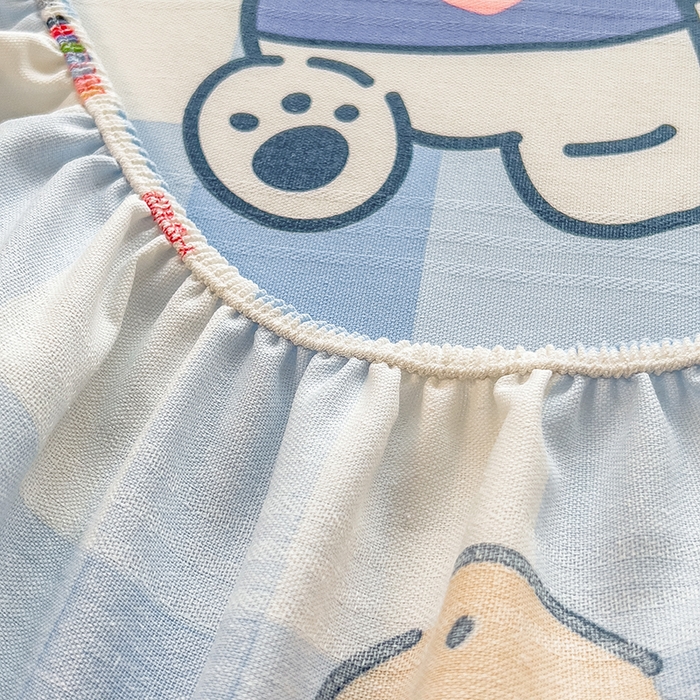 91家纺网 家纺一手货源 找家纺 芃成 2024新款老粗布床笠款 总1 布丁狗