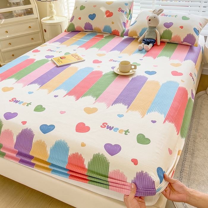 91家纺网 家纺一手货源 找家纺 芃成 2024新款老粗布床笠款 总1 快乐甜心