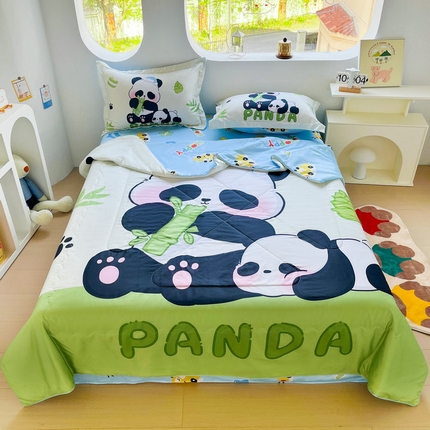 91家纺网 家纺一手货源 找家纺 （总）宝薇 2025新款数码印花卡通大版60支有氧水洗真丝夏被夏被      