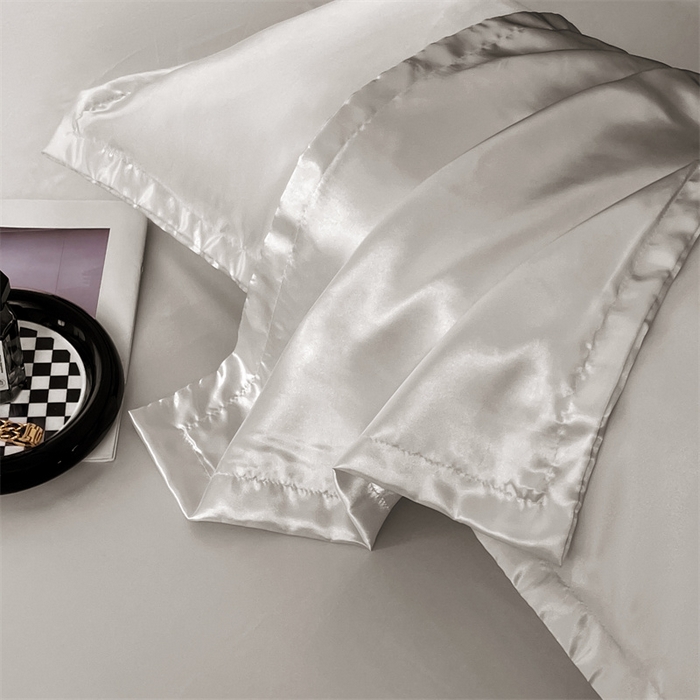 91家纺网 家纺一手货源 找家纺 梦舒羽 2025新款夏季可水洗冰丝四件套单品系列-冰丝枕套 典雅灰