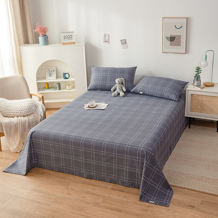 91家纺网 家纺一手货源 找家纺 芃成 2024新款老粗布床笠款 总1 格子控