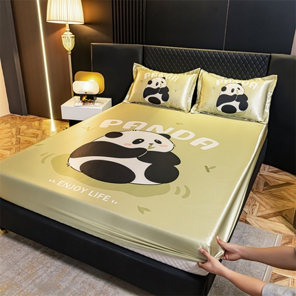 圣比熊 2024新款大版可水洗冰丝床笠宿舍床垫保护套三件套 小熊猫