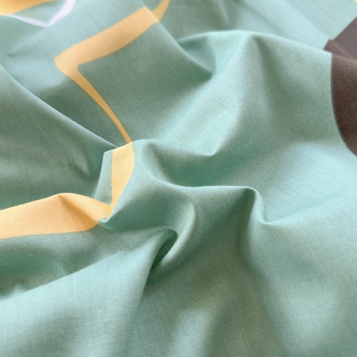 91家纺网 家纺一手货源 找家纺 7V 小清新大宽边100%纯棉法式四件套轻奢13376全棉喷气宽幅长绒棉被套床单床笠套件 圈点幸福