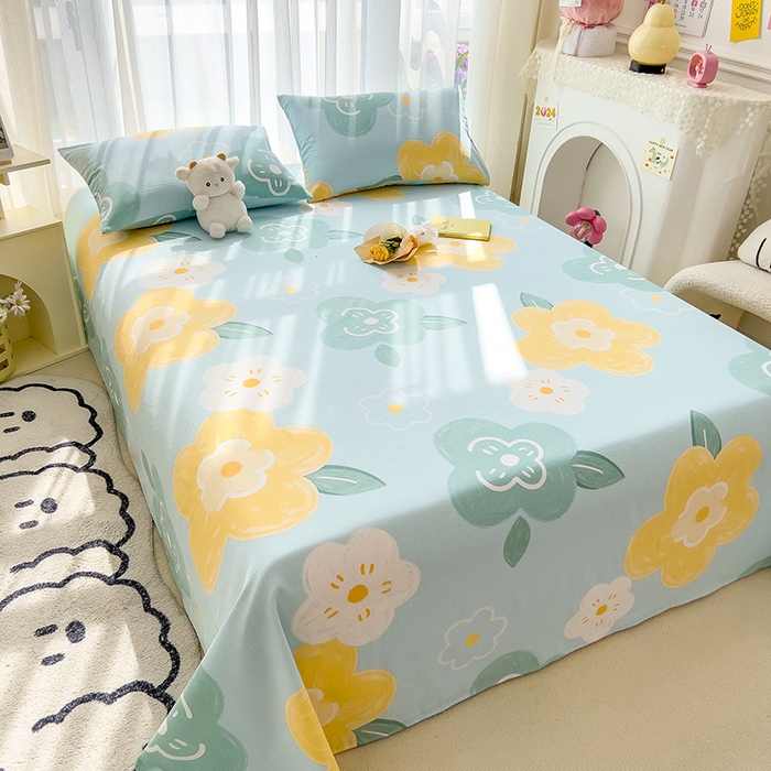 91家纺网 家纺一手货源 找家纺 芃成家纺 2024新款老粗布床单款 玛奇朵-蓝