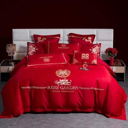 千禧2024婚庆系列AB版磨毛绣花套件 爱的玫瑰