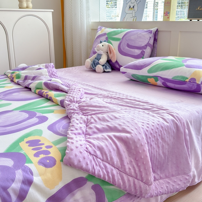 91家纺网 家纺一手货源 找家纺 花伞家居 2024新款全棉豆豆绒大豆夏被春秋被 夏被-浓情郁金香