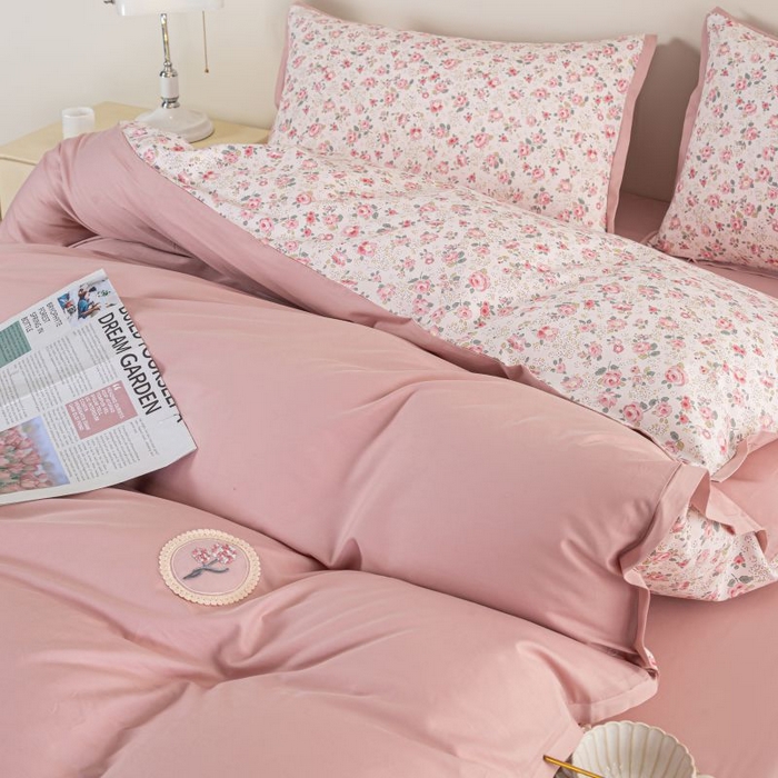 91家纺网 家纺一手货源 找家纺 优姿家纺 新款纯棉长绒棉小清新ins风印花四件套-系列二 伊朵