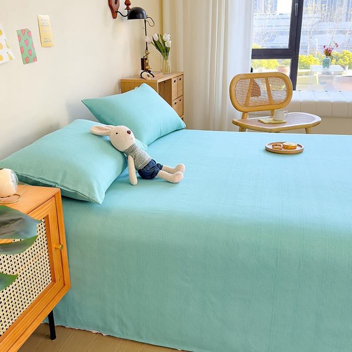 91家纺网 家纺一手货源 找家纺 芃成家纺 2024新款老粗布床单款 总2 水蓝