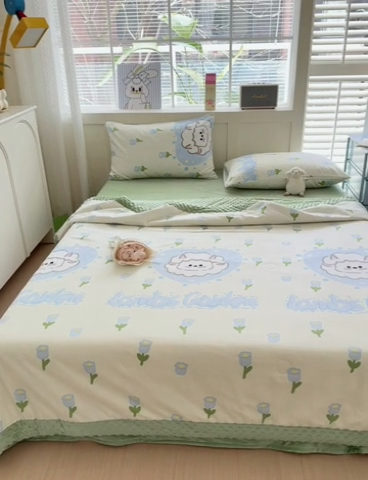 91家纺网 家纺一手货源 找家纺 花伞家居 2024新款全棉豆豆绒大豆夏被春秋被 夏被-郁金香小羊