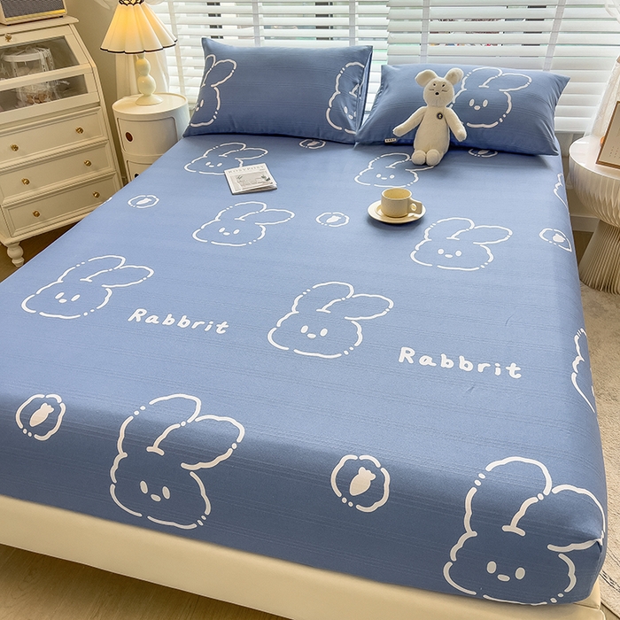 91家纺网 家纺一手货源 找家纺 芃成 2024新款老粗布床笠款 总1 乖萌兔