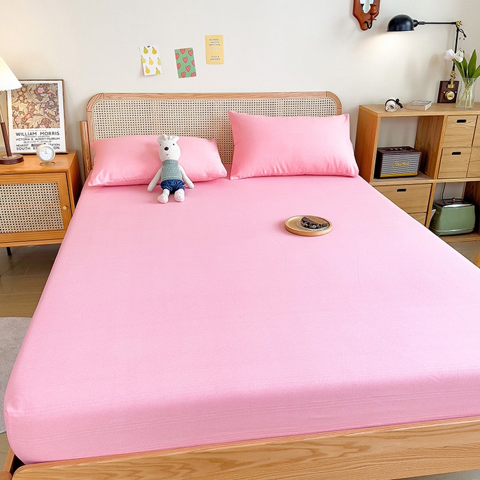 91家纺网 家纺一手货源 找家纺 芃成 2024新款老粗布床笠款 总2 少女粉