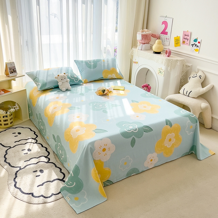 91家纺网 家纺一手货源 找家纺 芃成家纺 2024新款老粗布床单款 玛奇朵-蓝