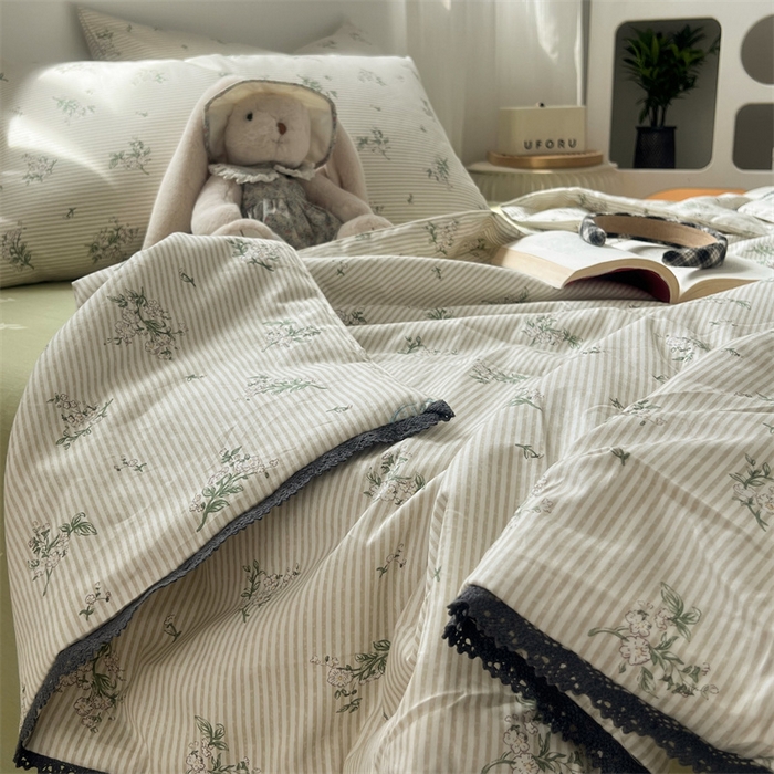 91家纺网 家纺一手货源 找家纺 HL原创 2024新款全棉法式大豆被夏被 XB-栀子花开