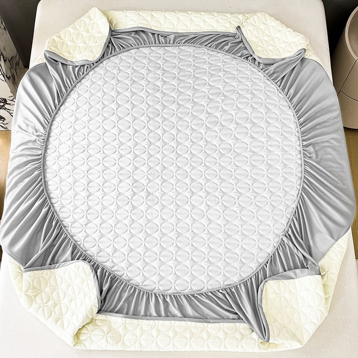 91家纺网 家纺一手货源 找家纺 米帛家纺 2024新款莱赛尔天丝乳胶（1cm）凉席系列 格调灰-床笠款